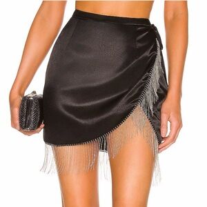 Revolve superdown Penelope Fringe Skirt in Black